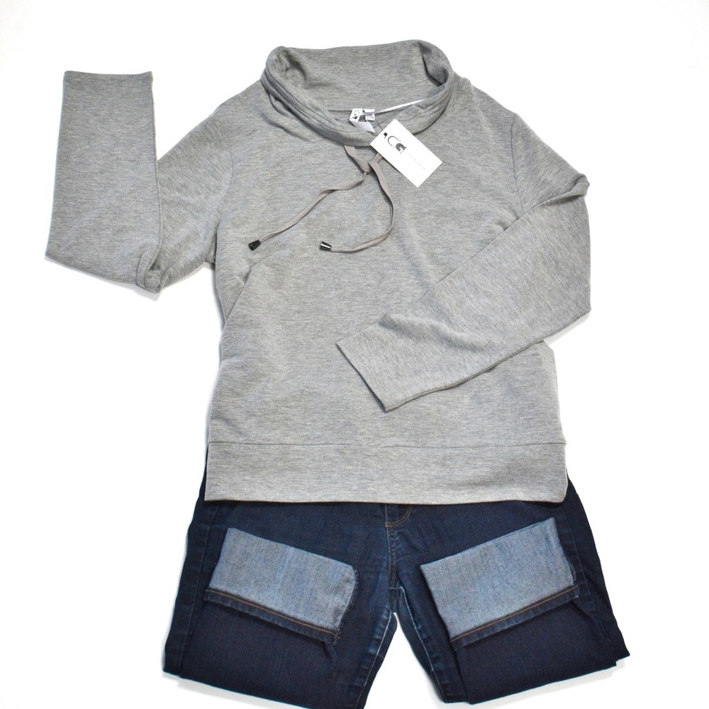 NWT Cable & Guage Grey Cowl neck long sleeve top